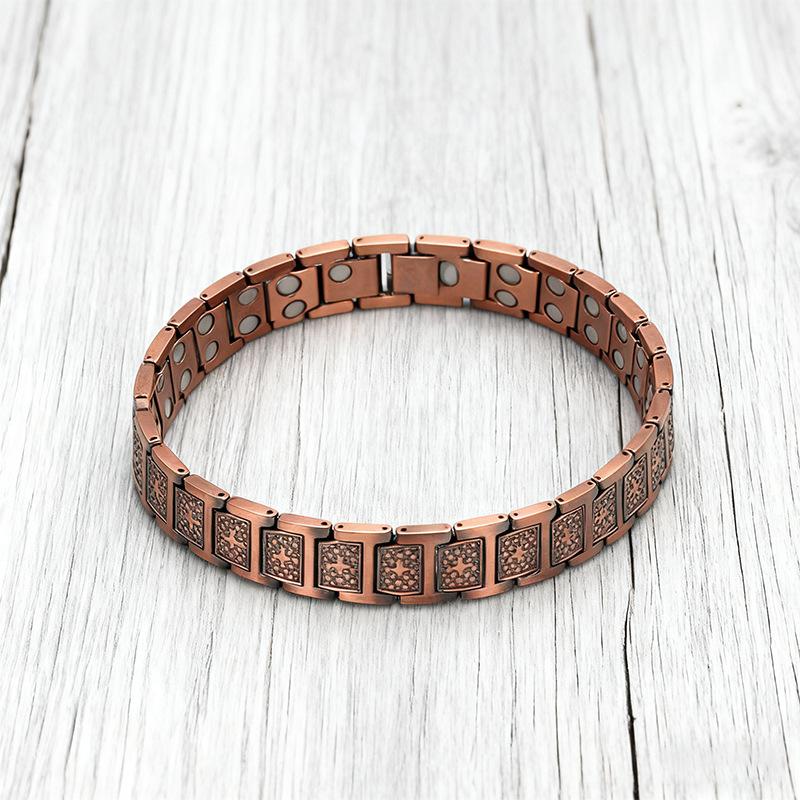 Bracciale a Croce Magnetico in Rame Rosso, Moda Retrò, Lusso Leggero, Bracciale Staccabile, Bracciale