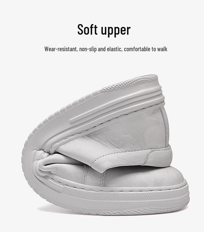 Men's Plus Size Autumn Height-Boost 6CM Leather Sneakers - Fashionable Casual White Shoes