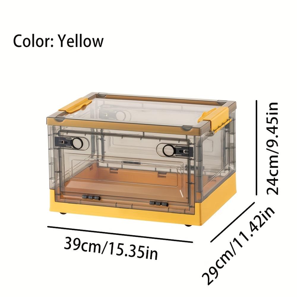 Vintage Style Plastic Storage Box with 3 Transparent Doors, Foldable Clothes Organizer, Multi-Use Book and Toy Container, Space-Saving Snack Storage