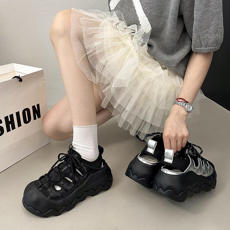 Ugly Cute Sports and Leisure Shoes Women's 2025 Autumn New Thick-soled Heightening Small Hollow Breathable Sports Sandals