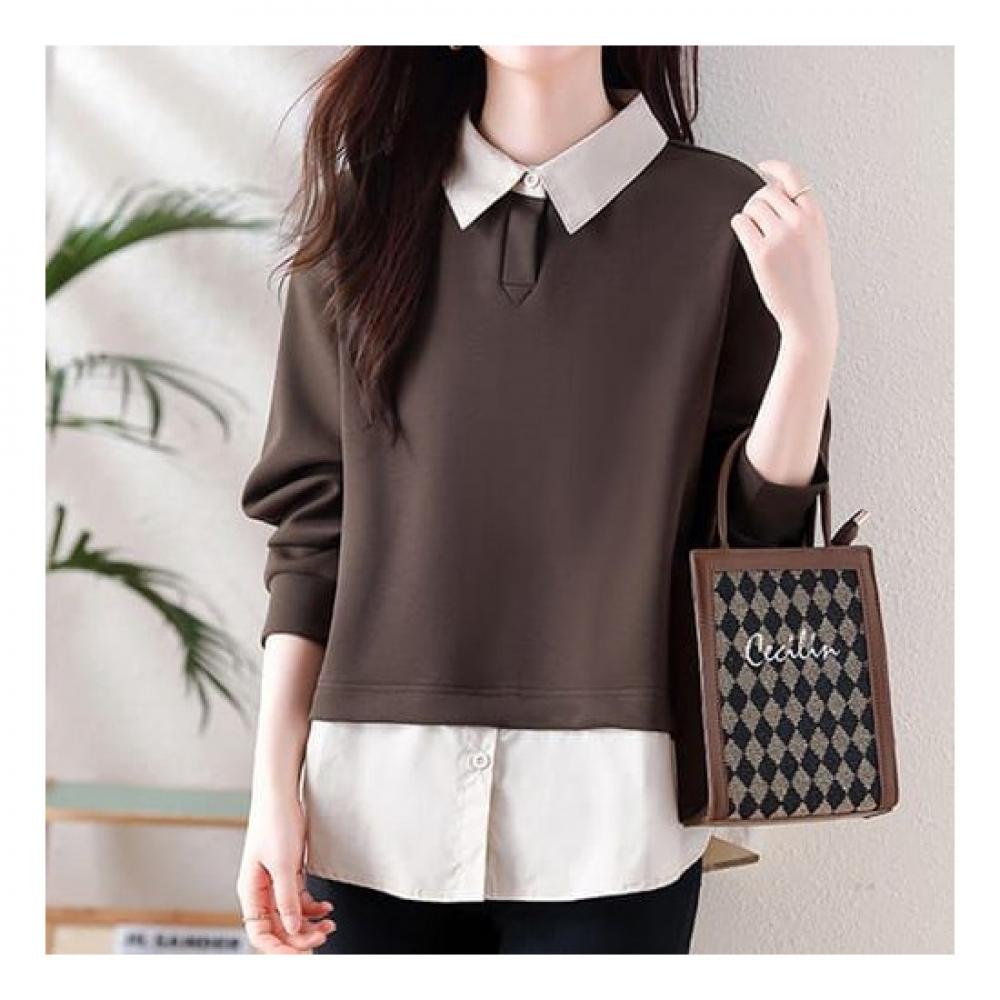 Navava Casual Two In One Collar Long Sleeve Shirt Nb1844