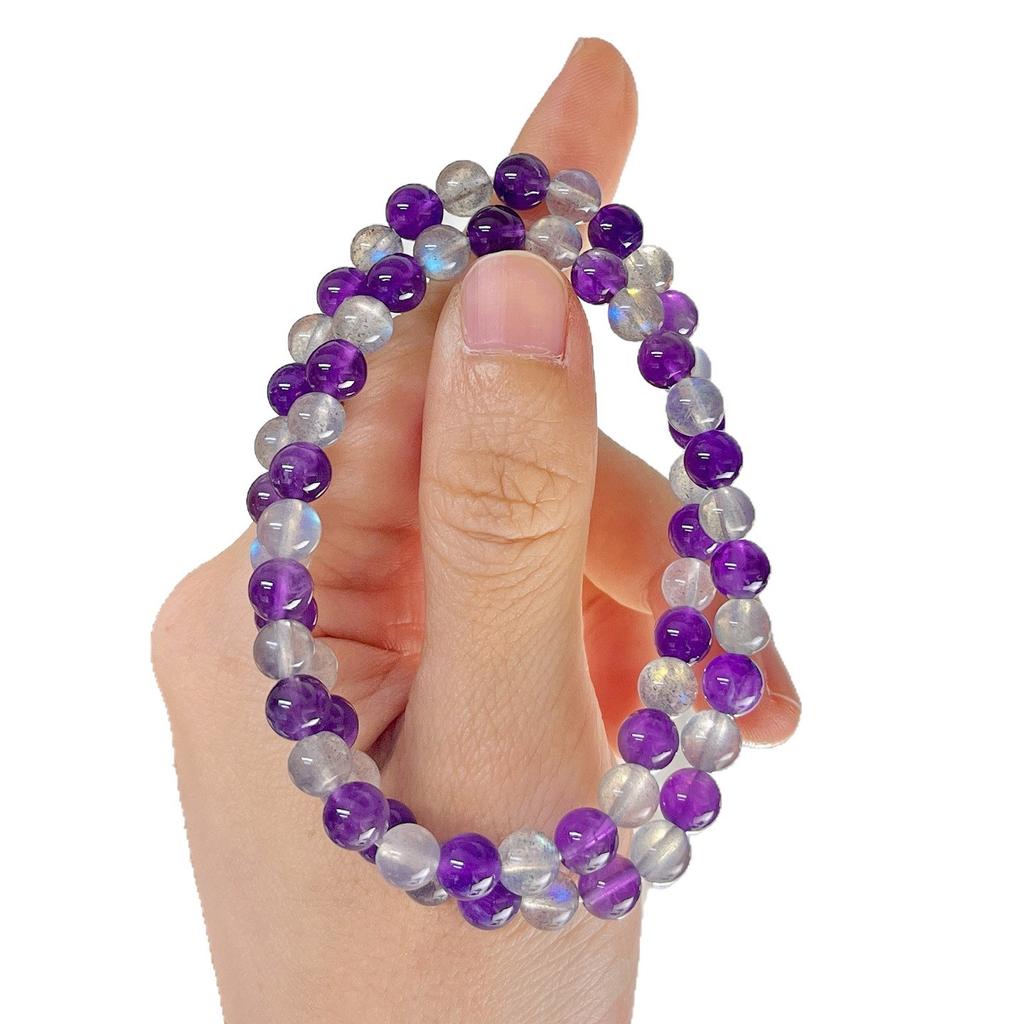 High Quality Natural Amethyst Gray Moonstone Design Bracelet Bracelet.