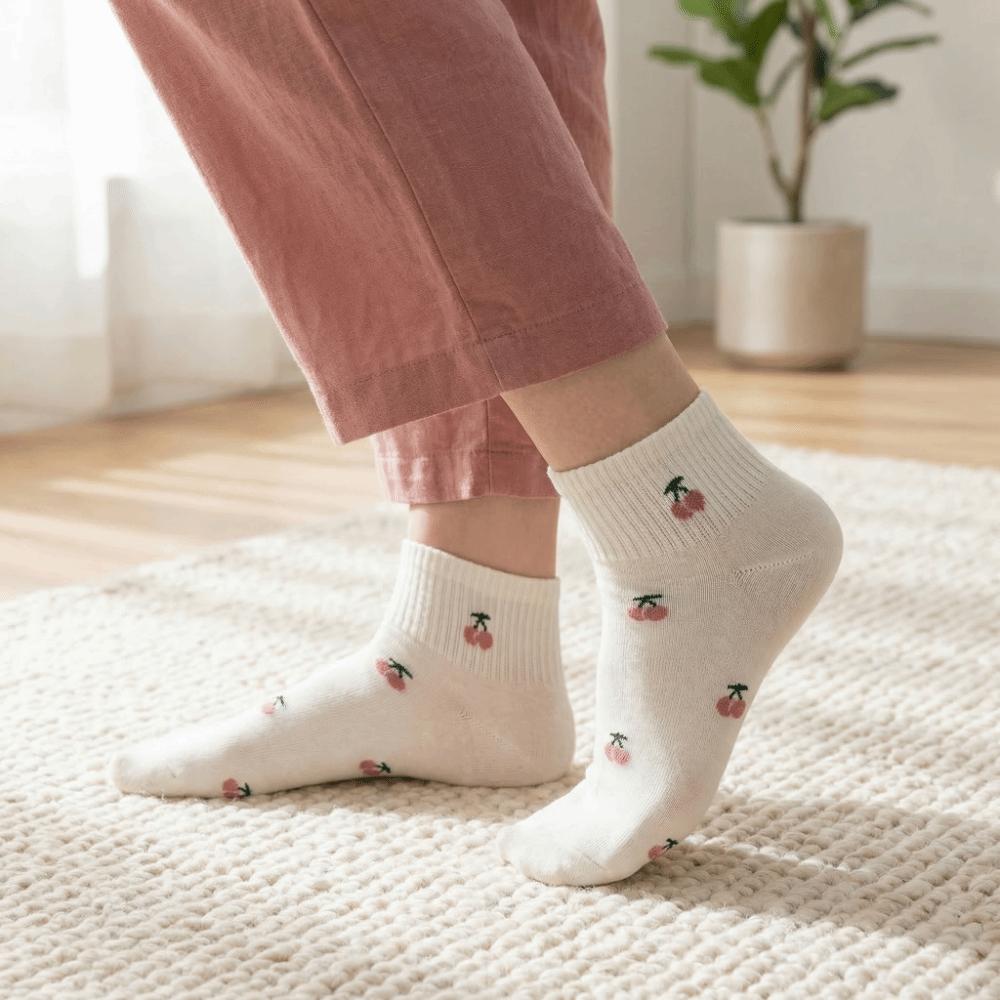 Breathable Low Cut Short Tube Socks Strawberry Sweet Kawaii Shallow Socks Cherry Rabbit Bow Boat Socks Spring Summer