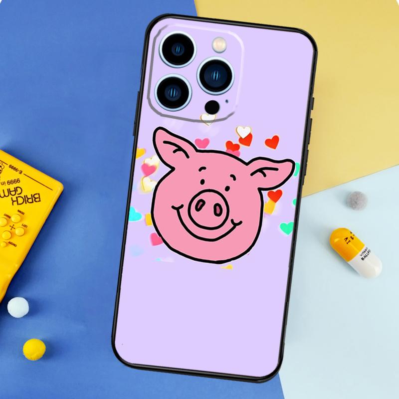 Kawaii Pig Phone Case For iPhone 16 15 13 12 11 14 17 Pro Max 13 mini 16 Plus 16e 17 Air Bumper Cover
