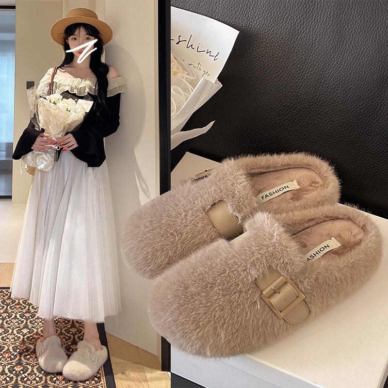 

Fashion New Style Fashion Women s Home Fur Slippers Non-Slip Soft Warm House Indoor Bedroom Couples Shoes Plus Size Zapatos Mujer 35 хаки