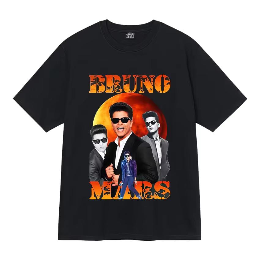 Singer Bruno Mars 24k Magic World Tour Fashion Graphics T Shirts Mens Aesthetic Hip Hop Tshirt Casual Summer Streetwear Unisex