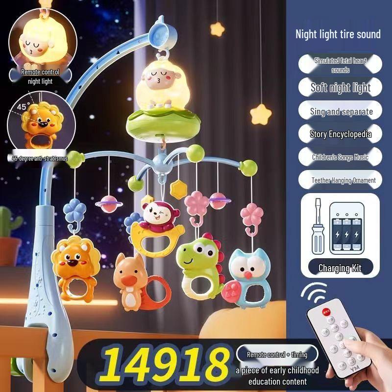 Remote-Control Crib Mobile with Rotating Hanging Toys for Newborns (0-6 Months)