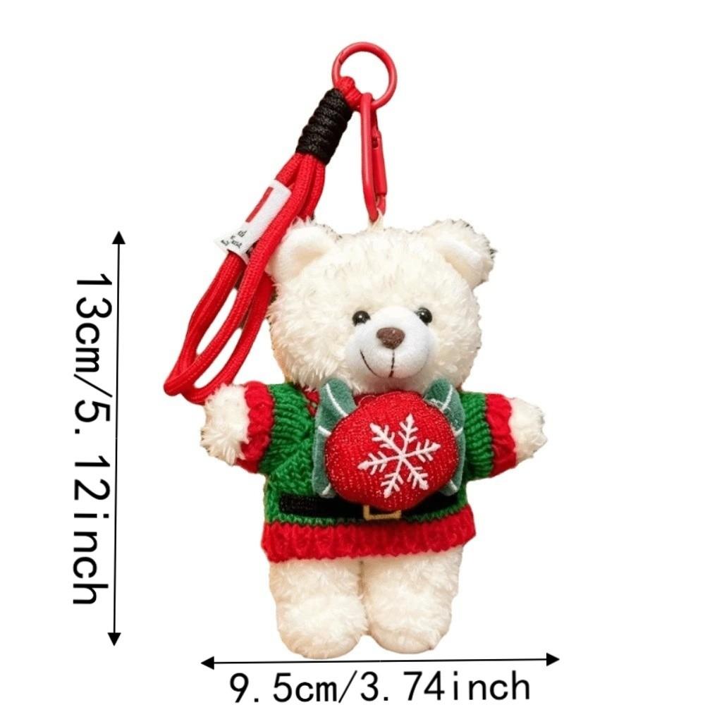 Soft Christmas Plush Pendant Stuffed Animal Xmas Bag Charm Goggles Bear Keychain Couples Keepsake