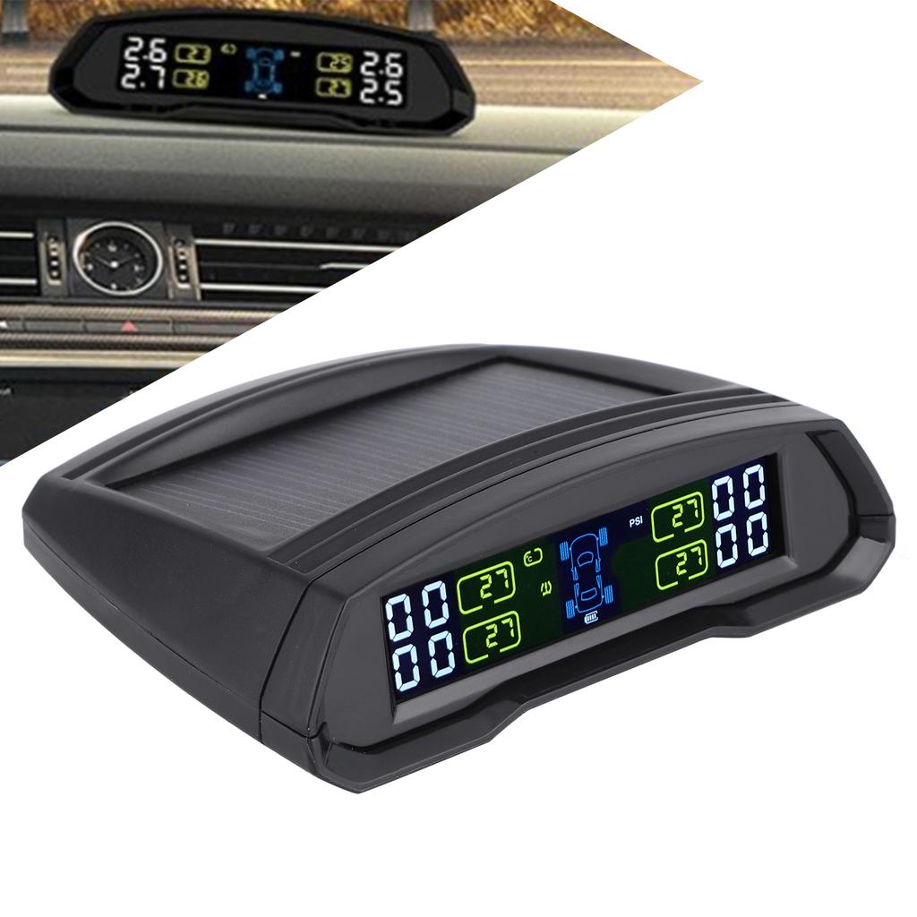 TPMS Wireless Tire Pressure Monitor Detector with 4 Sensors USB + Solar Panel Charging