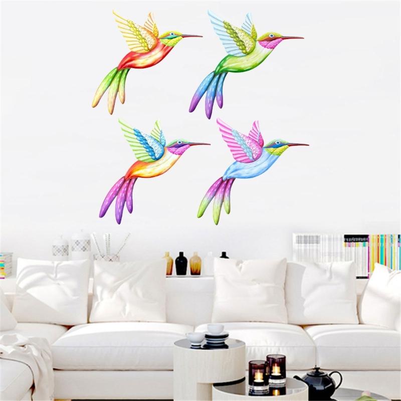 Metal Hummingbird Wall Art Decoration Iron Bird Sculpture Waterproof Wall Hanging Figurines Ornament Decorations