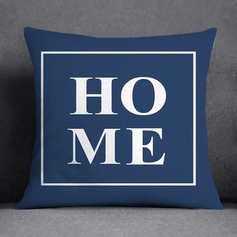 Blue-Gray Geometric Patterns Double-Sided Printed Pillow Cover Short Plush Suitable Living Rooms Bedrooms Throw Cushion Cover