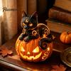 Einzigartige Halloween-Geschenke Kürbis Harzlampe, Gotische leuchtende Tischdekoration für Zuhause, Wasserdichte Handarbeiten Spukige Fantasy Drache Geist Schwarze Katze Ornament,