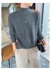 2024 Women's Autumn/Winter Wool Sweater - Solid Color, Thick Knit, Half-High Collar, Long Sleeve, Cable Knit Base Layer
