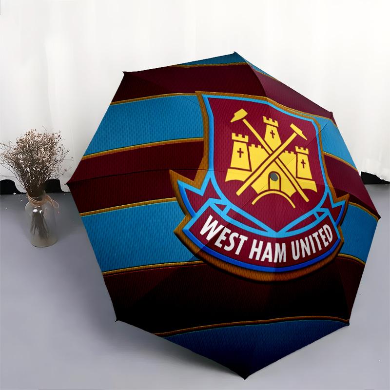 West Ham United FC pattern, automatic folding umbrella, portable and foldable design, 8 ribs, a Christmas or birthday gift.