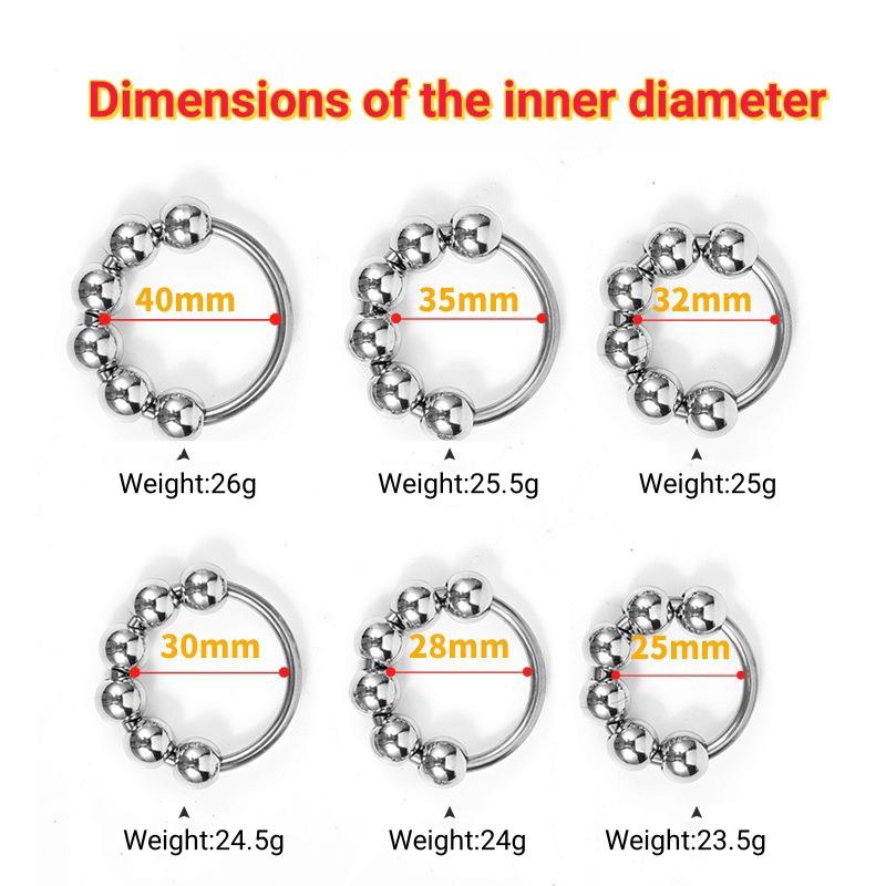 Men's Six Beads Lock Precision Sleeve Ring Stainless Steel Metal Penis Ring Sex Toys for Men Male Delay Ejaculation Cock Ring Glans Stimulator