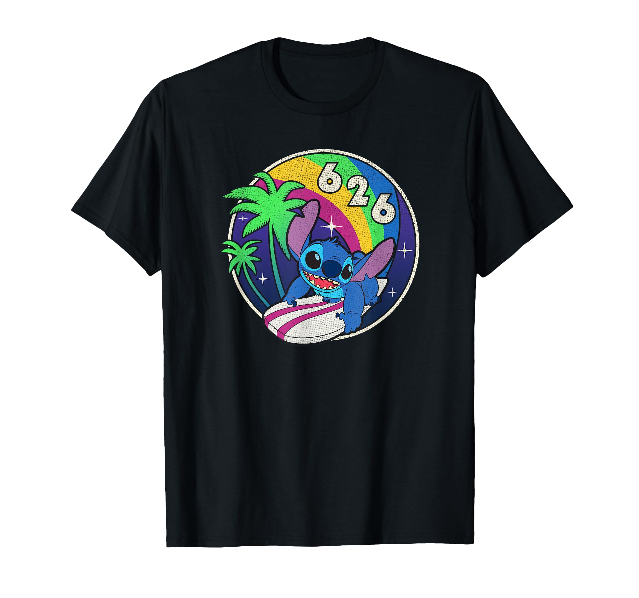 

Disney Lilo Stitch 626 Rainbow Stitch Day Logo & T-Shirt чёрный