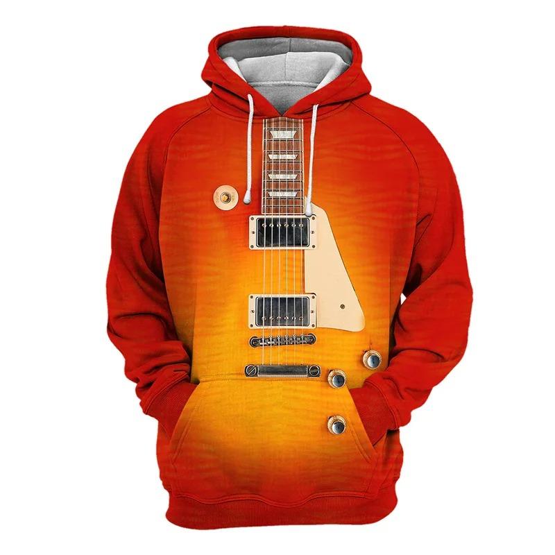 2026 Spring Autumn Men Women Hoodie Piano Guitar 3D Printed Pullover Fashion Long Sleeve Hooded Clothing Male Popular Streetwear