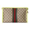 Gucci Ophidia Double G logo zipper closure Canvas with leather piping Canvas bag clutch cosmetic bag Men's beige with ebony and yellow