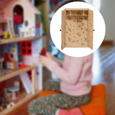 1/12 Dollhouse Wardrobe Simulation Accessories Toy Life Scene Mini Model with 3 Clothes Hanger for