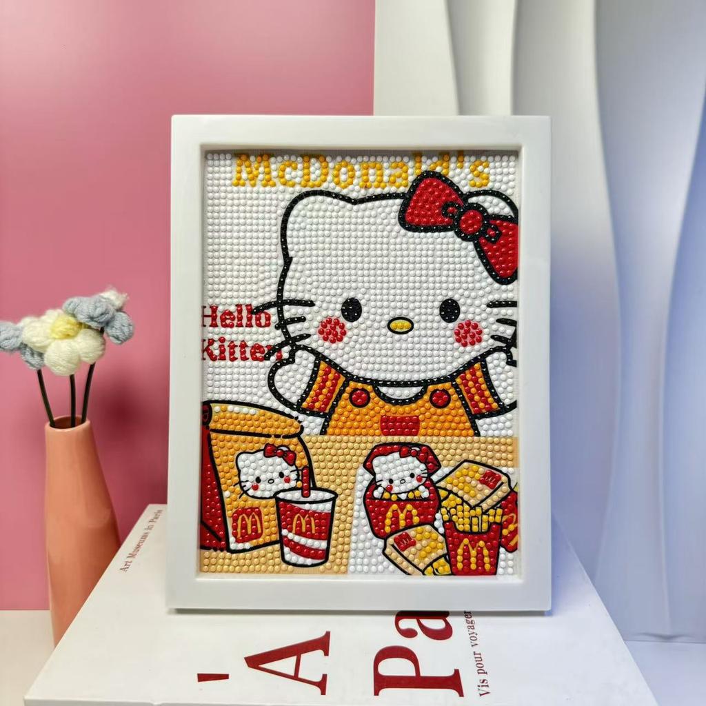 Children'S Diamond Painting Framed Handmade Diy Material Bag Sanrio Diamond Paste Painting Concentration Toy