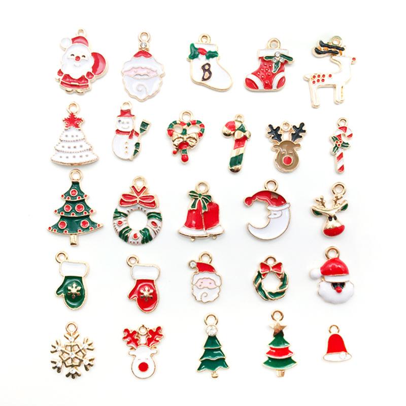 Christmas Series Accessories Pendant Handmade Diy Bracelet Necklace Keychain Earring Pendant Santa Claus Reindeer Snowflakes