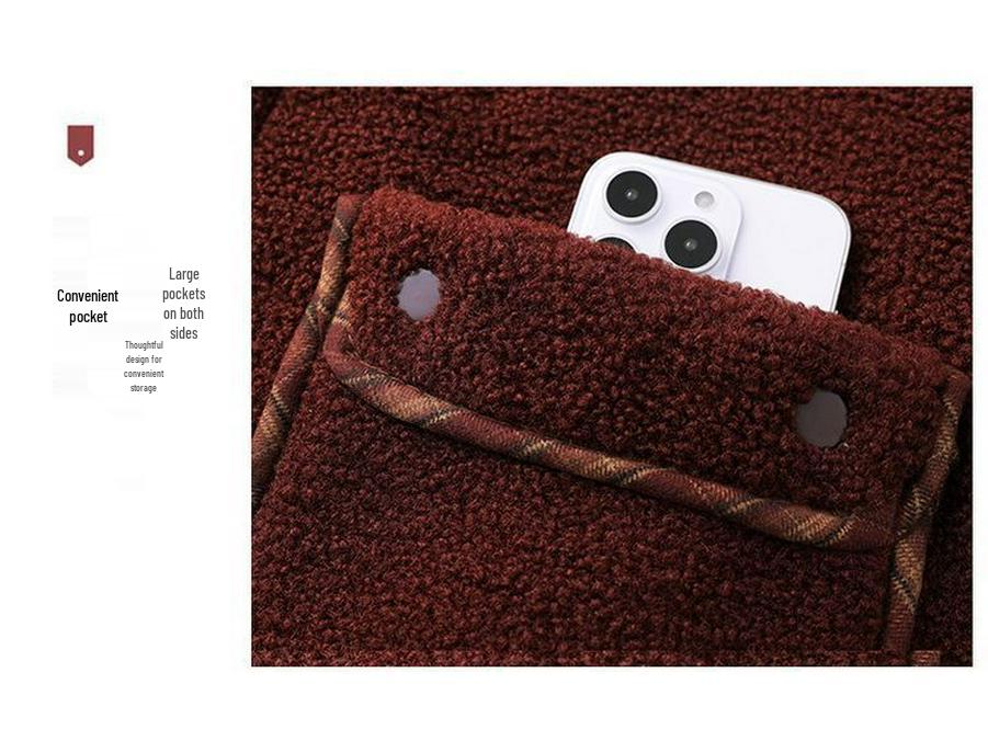 Mom's Plus Size Lambswool Hooded Jacket - Velvet Thickened Winter Coat for Middle-Aged & Elderly Women