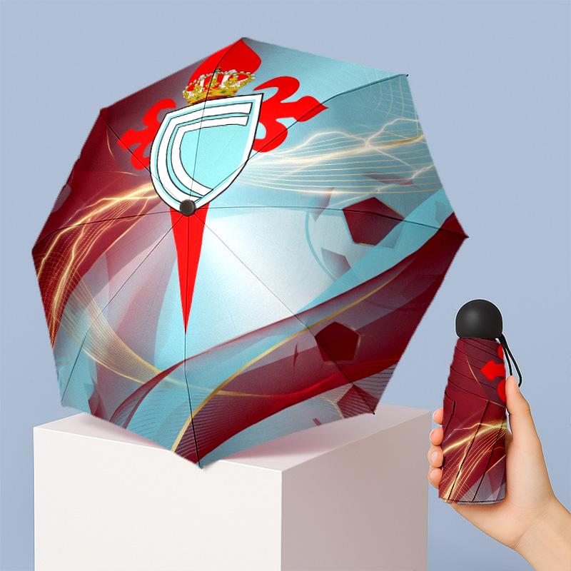 Celta Vigo FC Mini 5 Fold Pocket Umbrella Compact Lightweight Anti UV Rain Sun Protection Umbrella Portable Travel Umbrella