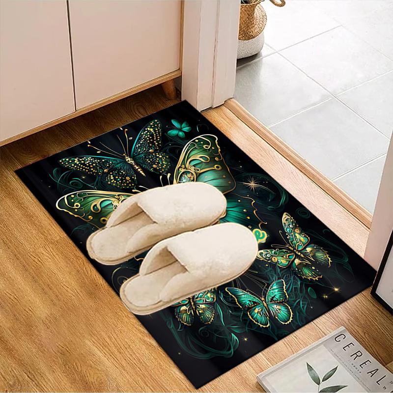 1PC Custom Name Elegant Butterfly Theme Floor Mat Ideal for Living Room, Game Rooms, Office, Bedroom,Floor Mat Playful Design