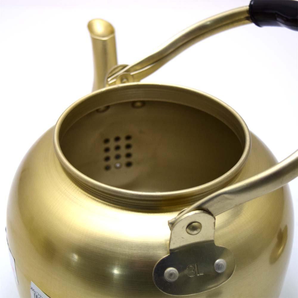 Maekawa Metal Oxalic Acid Fukutoku 3L Kettle, Jar, Gold,