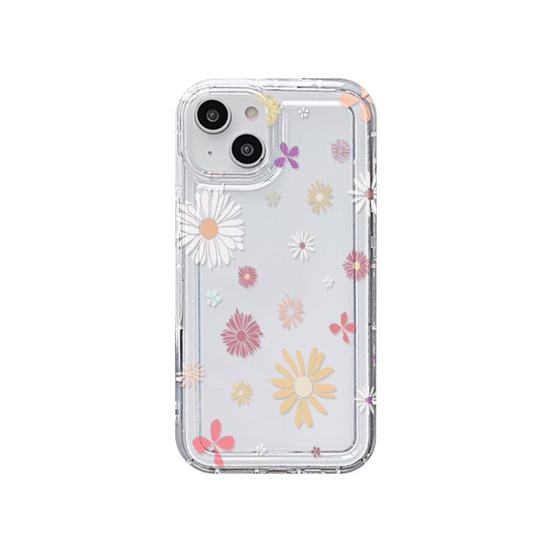 Simple color flower for iPhone17ProMax airbag mobile phone case 15 Apple 16 all-inclusive 13/14