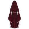 Kids Girls Halloween Princess Robe: Complete Medieval Cosplay Outfit with Hood, Trumpet Sleeves & Detailed Embroidery
