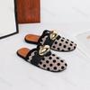 Women Slippers 2026 New Large Size Fashion Polka Dot Breathable Mesh Metal Buckle Comfort Flat Half Slippers Slip On Sandals