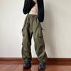 Y2K Women Streetwear Cargo Pants Harajuku Casual Solid Baggy Straight Trousers Fashion Wide Leg Pockets Joggers Trousers