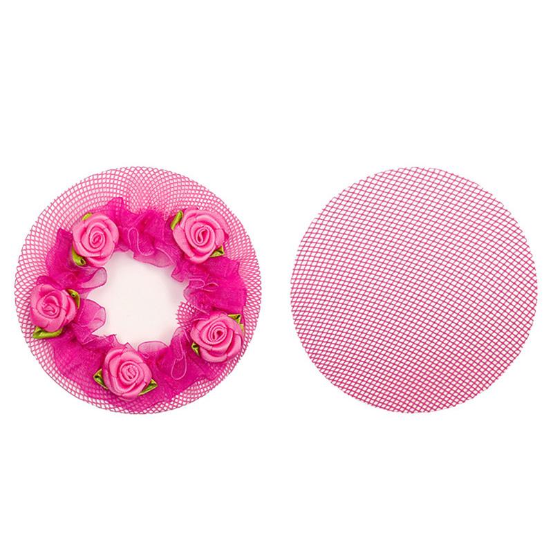 

1 шт., кавайные полосатые волосы, кружевная булочка, повязка для волос, сетка для волос, цветок, милые многоразовые балетки для девочек розы красного