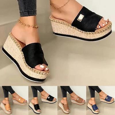 Women Wedges Sandals Casual Thick Bottom Flip Flops Summer Platform Beach Shoes Plus Size 35-43