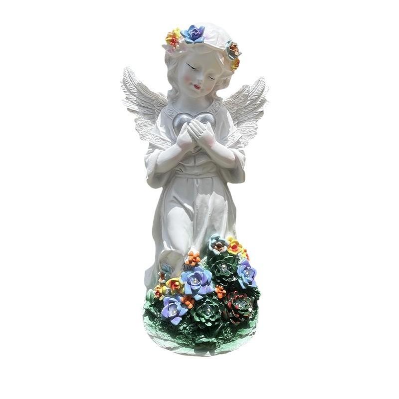 Solar Light Nordic Praying Angel Statue Resin Ornaments Outdoor Courtyard Garden Decoration Lawn Light