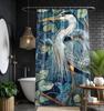 Blue Heron William Morris Style Shower Curtain - Coastal Bathroom Decor & Bath Accessories