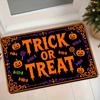 Halloween TRICK OR TREAT Theme Flannel Mat 1pc Entrance Door Mat Non-Slip Dust-Trapping Foot Mat Pumpkin Candy Decor Welcome Mat