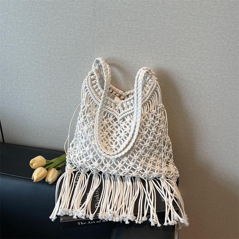 

Богемная сумка-сетка с кисточками, женская новая сумка-тоут с большим объемом для отпуска