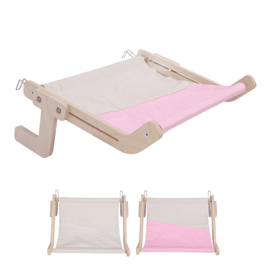 Katzenbank-Fensterstange, Holzrahmen, stabile Struktur, bequeme Wandhalterung, Katzenhängematte am Bett