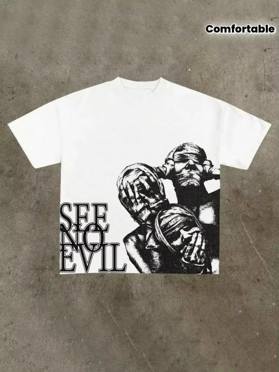 Y2kStyle Graphic Print Cotton TShirt Soft Breathable 100 Pure Cotton Fabric Comfortable And 2XL