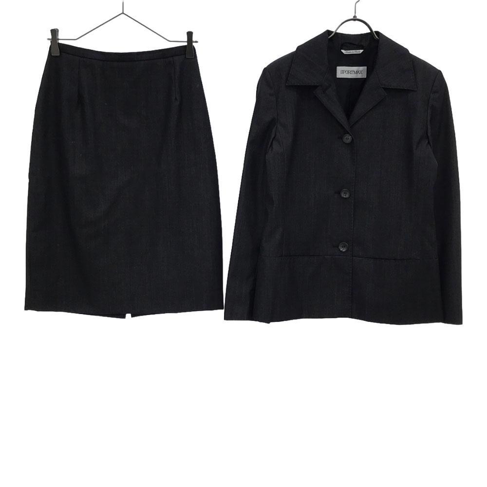 Sportmax Made In Italy Wool Skirt Suit Setup 40 Gray Women Used