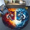 Yin Yang Tigers Round Area Rug,Carpet Rug for Living Room Bedroom Sofa Playroom Decor,Non-slip Floor Mat