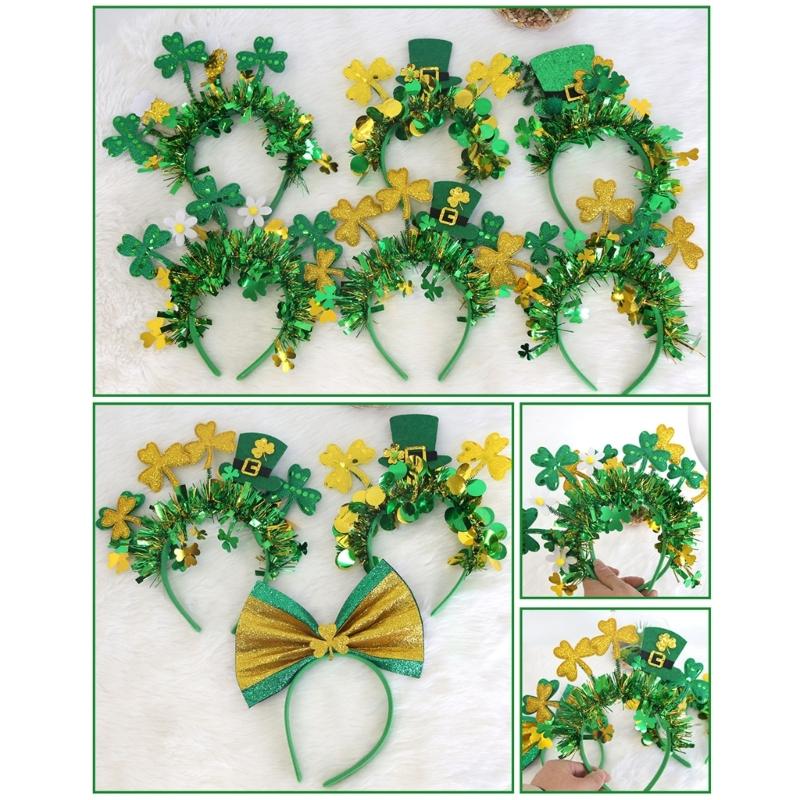Festival Shamrock Striped Headband for Patrick's Day Ideal for Parties Decorations and Favors Headbands