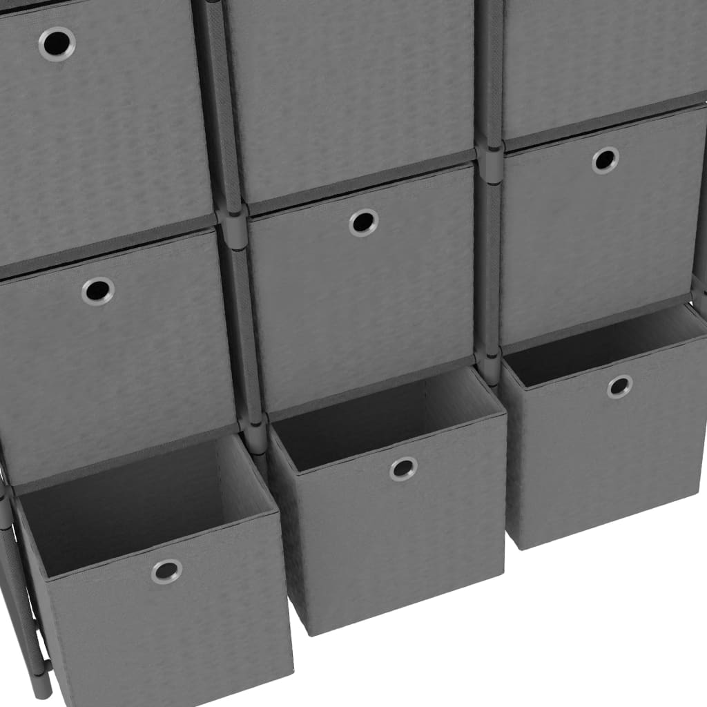 Würfelregal mit 9 Stoffboxen Grau 103 x 30 x 107,5 cm Stoff