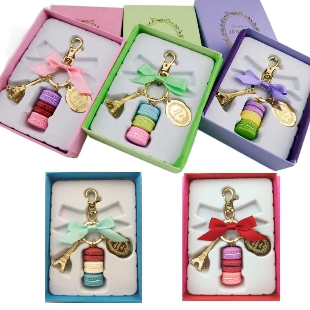 Bag Charm Macaron Cake Pendant Zinc Zinc Alloy Bowknot Macaron Key Ring  Purse Handbag