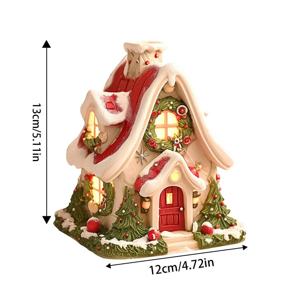 Small House Incense Burner Festive Snow House Incense Burner Winter Holiday Desktop Decoration Xmas Party Ornament for Christmas