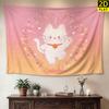 Cute Kawaii Cat Tapestry Wall Hanging Polyester Print Boho Aesthetic Decor Banner Pink Sunset Gradient Living Room Nursery Room