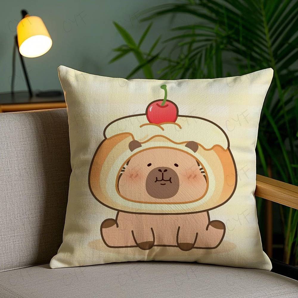 Niedlicher Cartoon Capybara Kissenbezug Sicheres Kissen mit individuellem Foto, Farbechter Kissenbezug aus gebürstetem Fleece, Sicher für Mütter und Babys.