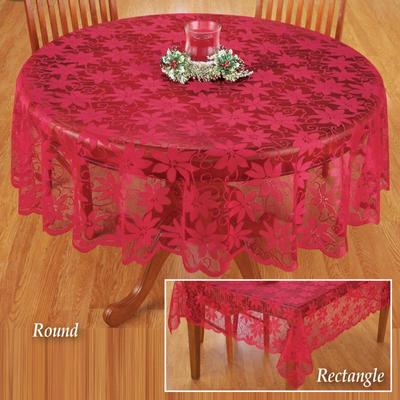 Față de masă roșie de Crăciun cu dantelă cu model de flori Husă de masă Decor de Crăciun pentru petreceri